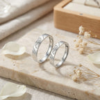 Elegant Sterling Silver Heart Pattern Couple Rings
