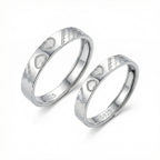 Elegant Sterling Silver Heart Pattern Couple Rings