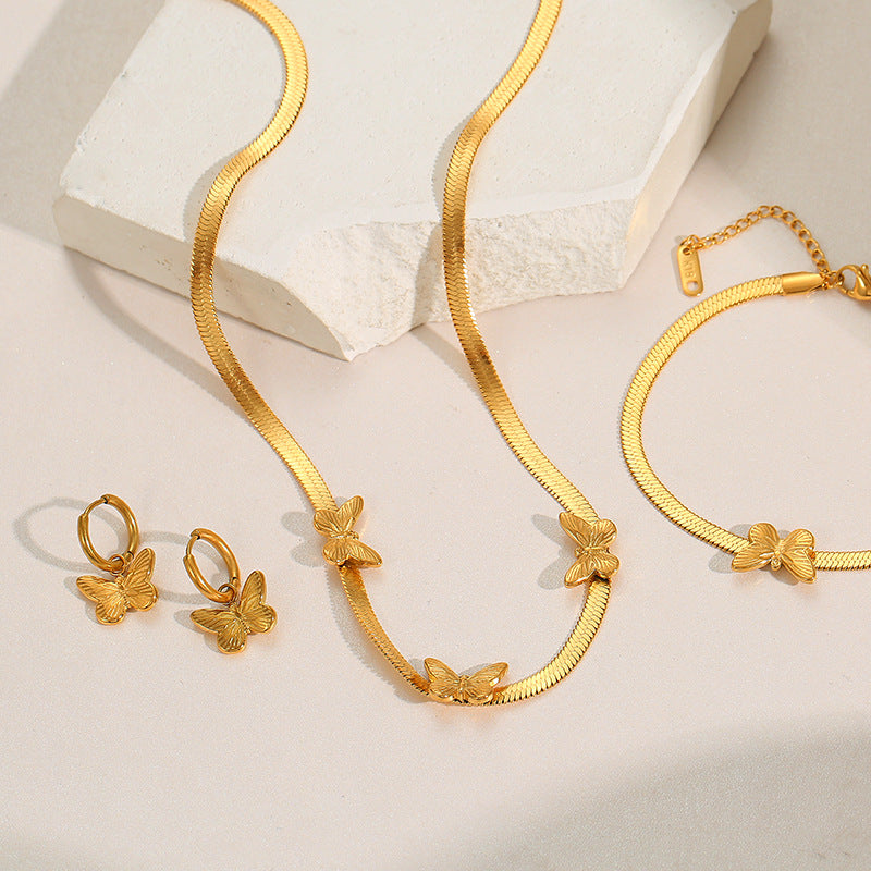 Butterfly 18K Gold Snake Bone