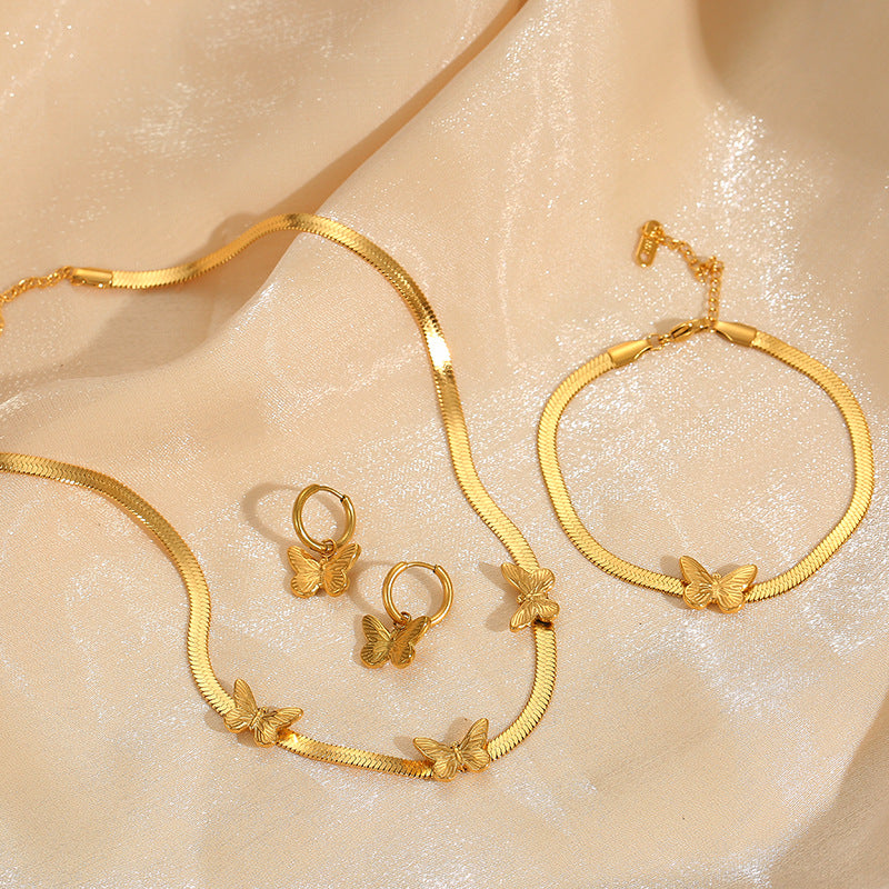 Butterfly 18K Gold Snake Bone