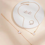 Butterfly Necklace Earrings Ring Bracelet Set