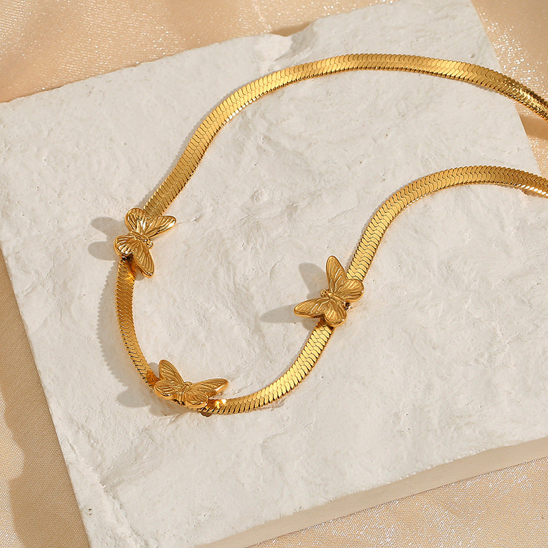 Butterfly 18K Gold Snake Bone